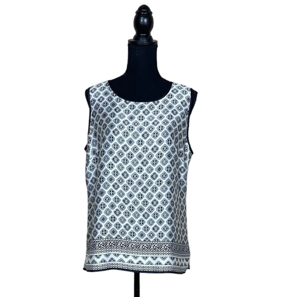 EUC Talbots Tile Print Sleeveless Blouse